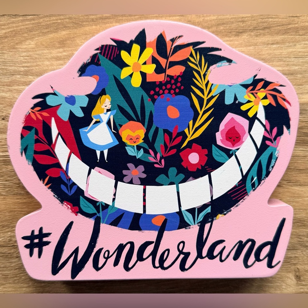 Alice In Wonderland #Wonderland Disney Pink Decorative Whimsical Wooden Sign NWT